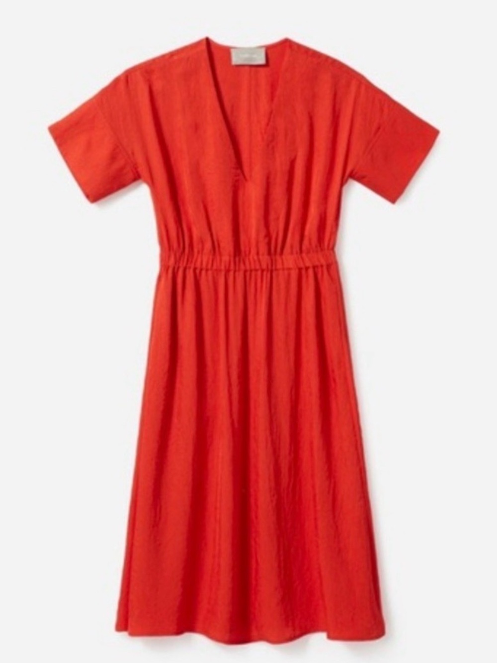 Everlane Japanese GoWeave Dress Red Orange Dolman Sleeve Pockets Size 0